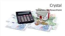  Presentation with euro - Slide deck enhanced with toy house for euro banknotes background and a white colored foreground