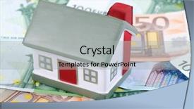  Presentation with euro - Cool new PPT theme with toy house for euro banknotes backdrop and a light gray colored foreground
