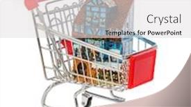  Presentation with white house - Slide set featuring toy-house-in-shopping-cart background and a light gray colored foreground