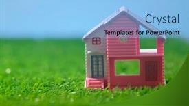  Presentation with toy - PPT layouts featuring toy-house-on-the-artificial background and a light blue colored foreground