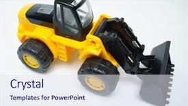  Presentation with industrial plastic - Slides enhanced with toy industrial vehicle plastic wheel background and a sky blue colored foreground