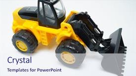  Presentation with plastic industrial - Amazing theme having toy industrial vehicle plastic wheel backdrop and a sky blue colored foreground
