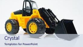  Presentation with industrial plastic - Theme with toy industrial vehicle plastic wheel background and a lemonade colored foreground