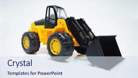  Presentation with industrial plastic - Audience pleasing PPT theme consisting of toy industrial vehicle plastic wheel backdrop and a sky blue colored foreground