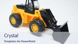  Presentation with frontend - Amazing slides having toy industrial vehicle plastic wheel backdrop and a sky blue colored foreground