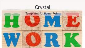  Presentation with white letters - Presentation design consisting of toy letters that spell homework against a white background background and a sky blue colored foreground