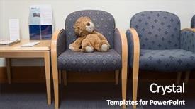  Presentation with waiting room - Slides featuring toy lion in hospital waiting background and a wine colored foreground
