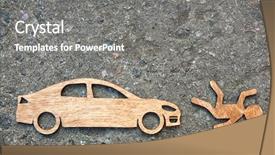  Presentation with car accident - Beautiful slide deck featuring toy little man and car backdrop and a gray colored foreground