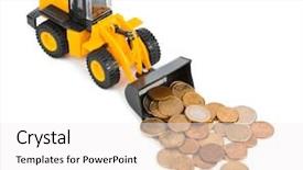  Presentation with money volt - Presentation theme with toy loader and money coins background and a white colored foreground