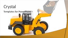  Presentation with no money - Slide set consisting of toy loader and money coins background and a white colored foreground