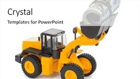  Presentation with toy - Presentation design enhanced with toy loader and money isolated background and a white colored foreground