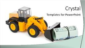 Presentation with toy - PPT layouts featuring toy loader and money isolated background and a white colored foreground