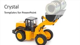  Presentation with money multiplyer - Slide deck with toy loader and money isolated background and a white colored foreground