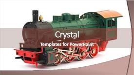  Presentation with toy - PPT theme having toy locomotive isolated on white background and a tawny brown colored foreground