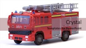  Presentation with fire truck - Presentation consisting of toy london fire engine background and a tawny brown colored foreground