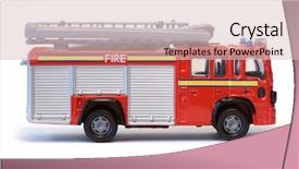  Presentation with engine - Cool new presentation design with toy london fire engine backdrop and a soft green colored foreground