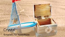  Presentation with toy model - Presentation theme consisting of toy model of ship background and a coral colored foreground