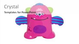  Presentation with toy - PPT theme featuring toy-monster-isolated-on-white background and a white colored foreground