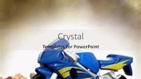  Presentation with motorcycle - Beautiful PPT theme featuring toy motorcycle backdrop and a soft green colored foreground