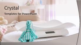 Presentation with baby toy - Amazing PPT theme having toy near baby scales backdrop and a lemonade colored foreground