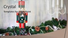  Presentation with toy - Colorful presentation theme enhanced with toy nutcracker fir branches backdrop and a light gray colored foreground