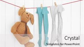  Presentation with wooden toy - Cool new presentation theme with toy on laundry line backdrop and a white colored foreground