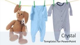  Presentation with laundry - PPT theme enhanced with toy on laundry line background and a light blue colored foreground