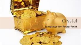  Presentation with treasure gold - PPT layouts consisting of toy-piggy-bank-playing background and a gold colored foreground