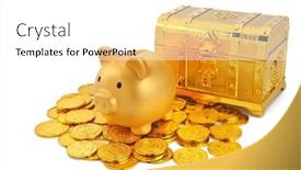  Presentation with treasure gold - PPT layouts featuring toy-piggy-bank-playing background and a white colored foreground