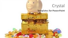  Presentation with treasure gold - PPT theme consisting of toy-piggy-bank-playing background and a white colored foreground
