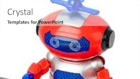 Presentation with robot toy - PPT theme enhanced with toy-robot-and-computer-isolated background and a white colored foreground