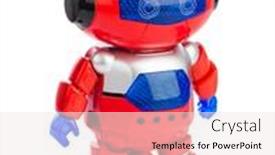  Presentation with robot toy - Beautiful slide deck featuring toy-robot-isolated-on-white backdrop and a white colored foreground