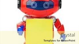  Presentation with robot toy - Beautiful presentation theme featuring toy-robot-with-blank-paper backdrop and a yellow colored foreground