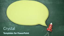  Presentation with rocket - PPT theme with toy rocket with the speech bubble background and a ocean colored foreground