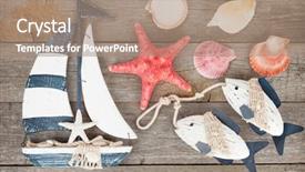  Presentation with wooden toy - Audience pleasing presentation theme consisting of toy sailboat and fish backdrop and a coral colored foreground
