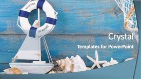  Presentation with sailboat - Audience pleasing slide set consisting of toy sailboat and life buoy backdrop and a teal colored foreground