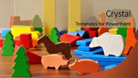  Presentation with wooden building blocks - Slide set enhanced with toy shapes and building blocks background and a yellow colored foreground