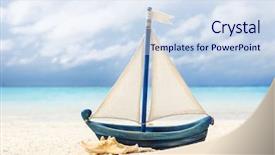  Presentation with starfish - Slides having toy ship and starfish background and a sky blue colored foreground