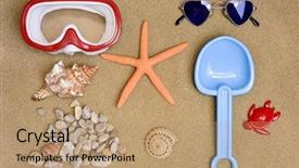  Presentation with sand heart - Slides with toy shovel some conch background and a coral colored foreground
