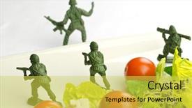  Presentation with weight loss - Slide set consisting of military toy soldiers defending healthy background and a yellow colored foreground