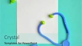  Presentation with medical students - PPT theme with toy-stethoscope-and-syringe-kept background and a seafoam green colored foreground
