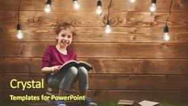  Presentation with toy story - Amazing PPT theme having toy story 1 - cute little child girl reading backdrop and a tawny brown colored foreground