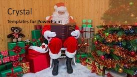  Presentation with night before christmas - Slide set having toy story 1 - santa claus sitting in his background and a gold colored foreground