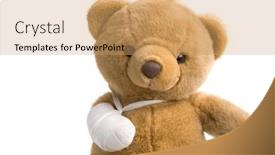  Presentation with broken leg - Slide set having toy-teddy-bear background and a coral colored foreground