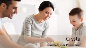  Presentation with family and home love concept - PPT theme featuring toy tractor and parents playing background and a mint green colored foreground