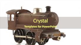  Presentation with play - Colorful PPT theme enhanced with toy train - old locomotive to play backdrop and a tawny brown colored foreground