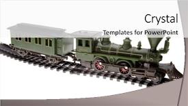  Presentation with train railway - Slide deck consisting of toy train on railway track background and a white colored foreground