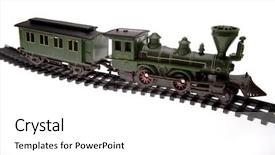  Presentation with train - Slide set having toy train on track background and a  colored foreground