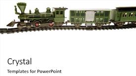  Presentation with steam engine train - Colorful PPT theme enhanced with toy train backdrop and a white colored foreground
