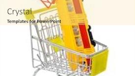  Presentation with tram - Slide deck with toy-tram-in-shopping-cart background and a yellow colored foreground